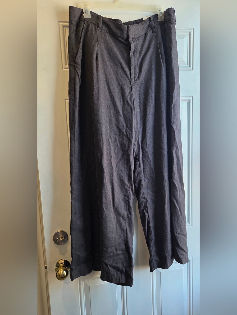 NWT American Eagle Wide-Leg Black Linen Blend Trouser